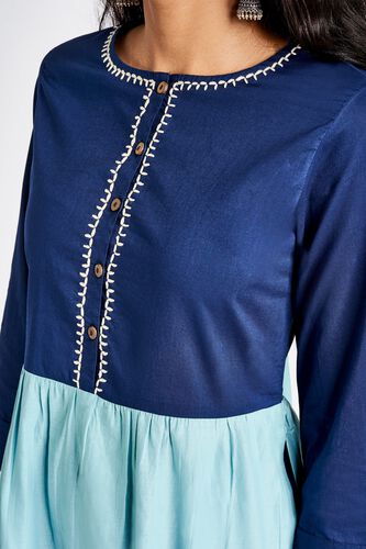7 - Blue Embroidered Fit and Flare Kurta, image 7