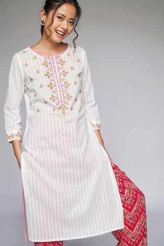 5 - White Solid Straight Kurta, image 5