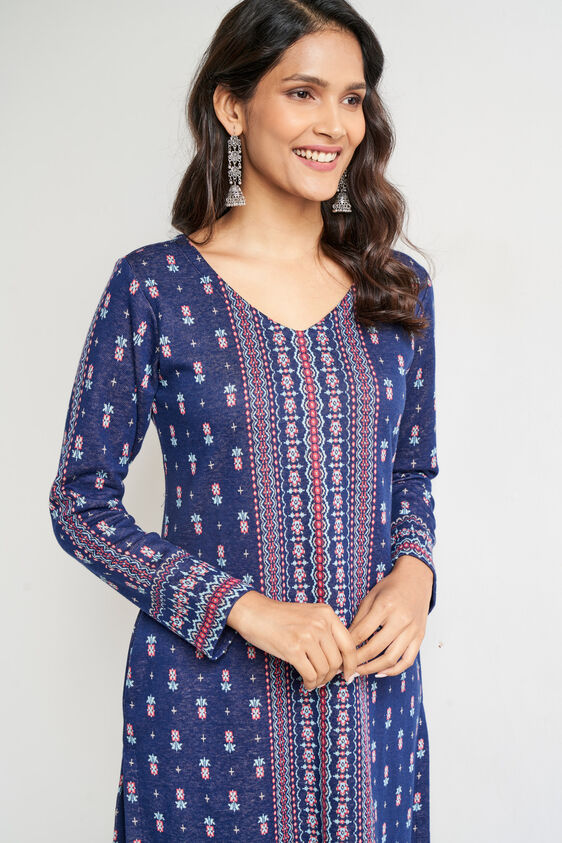 Navy Jacquard Straight Slip-On Suit, Navy Blue, image 6