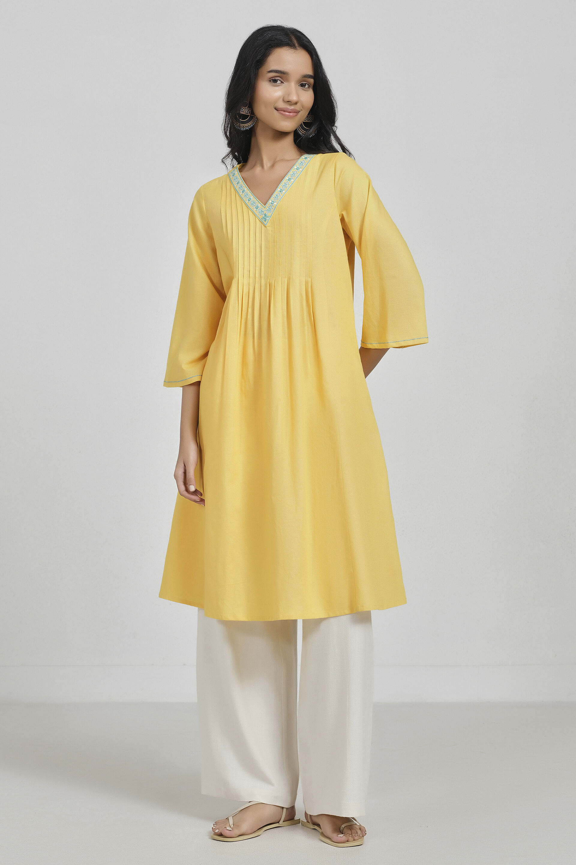 Sunlit Meadow Mustard Kurta, Yellow, image 2