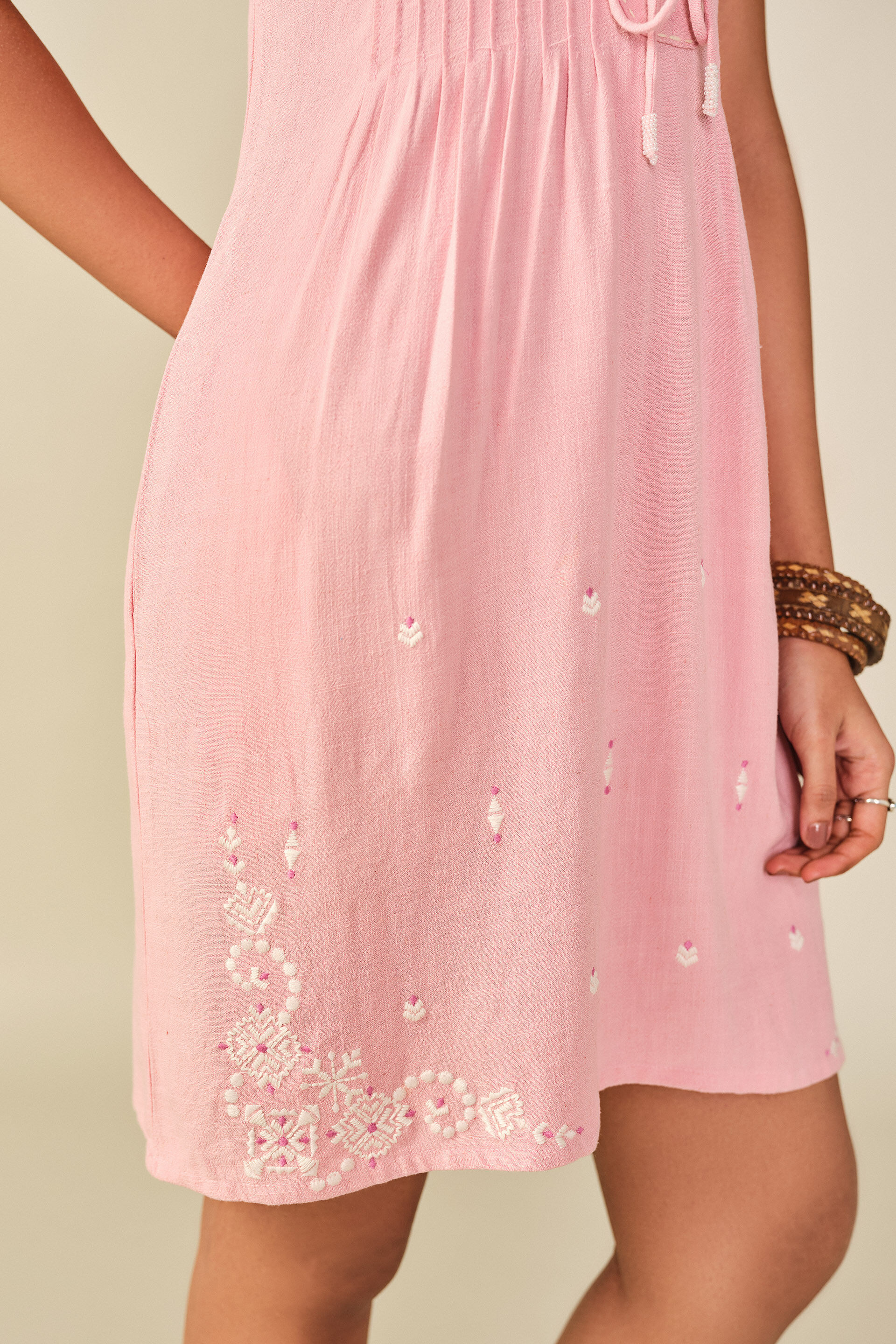 Bubble-Gum Pink Pleated Dress, Pink, image 2