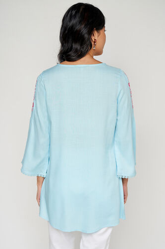 Powder Blue Solid Curved Tunic, Powder Blue, image 5