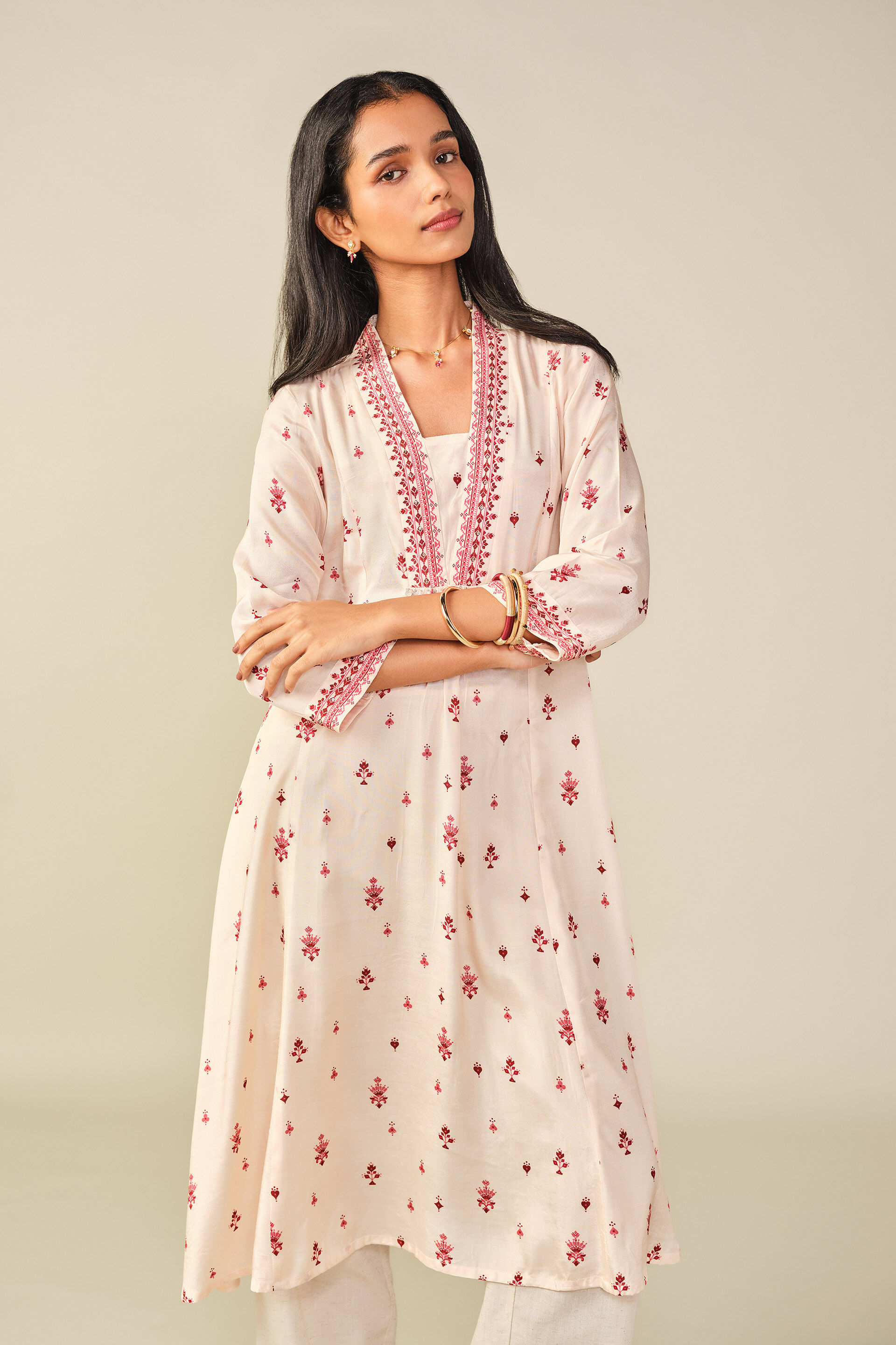 A-line Kurta in White, White, image 3