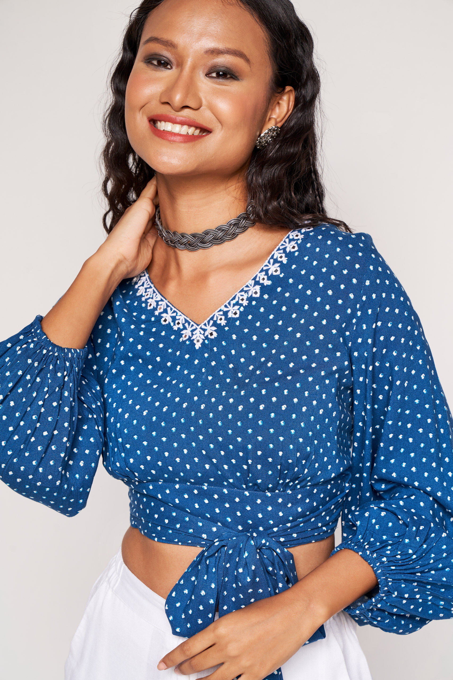 Front Row Tie-up Top, Blue, image 7