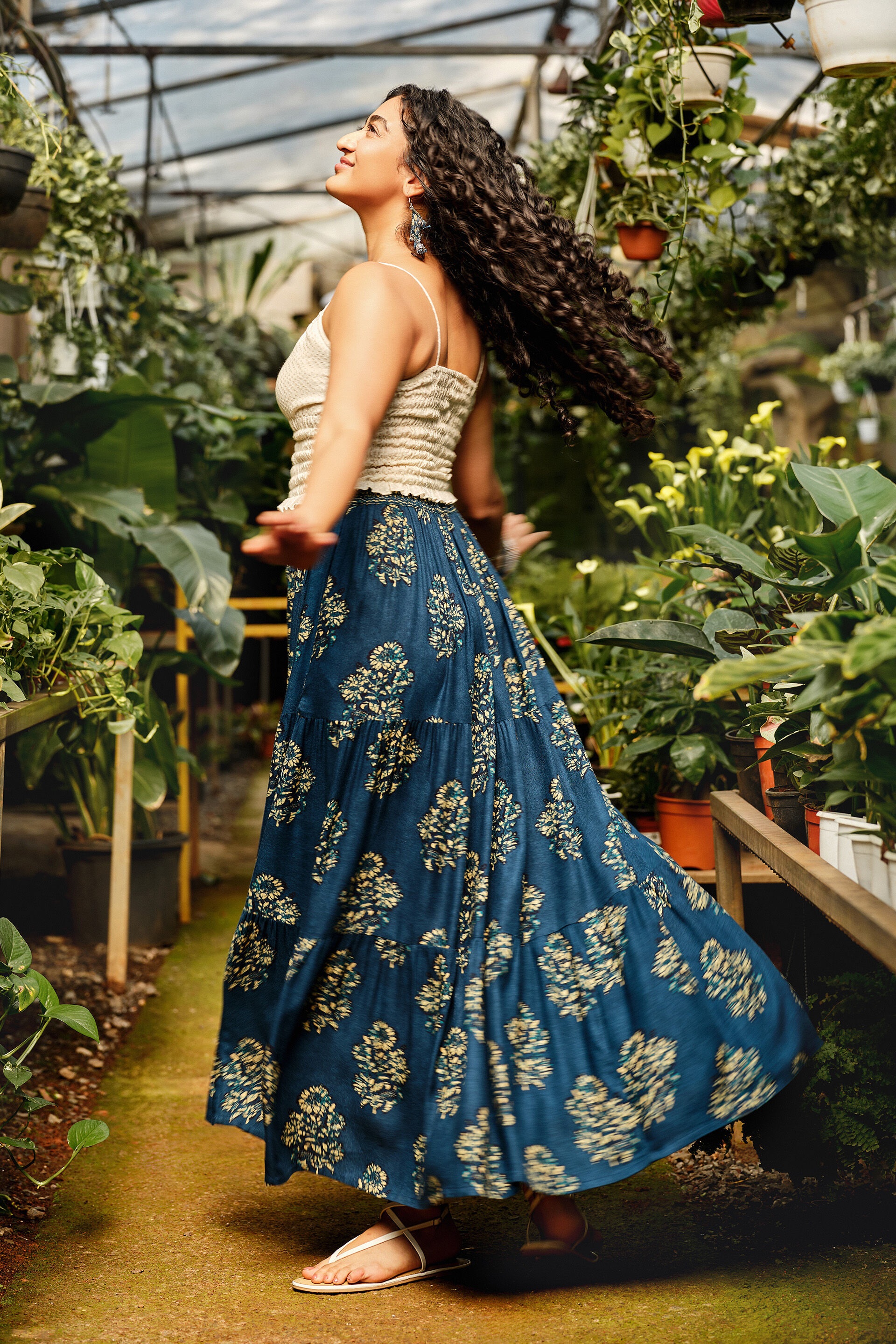 Inaya Indigo Tiered Skirt, Indigo, image 4