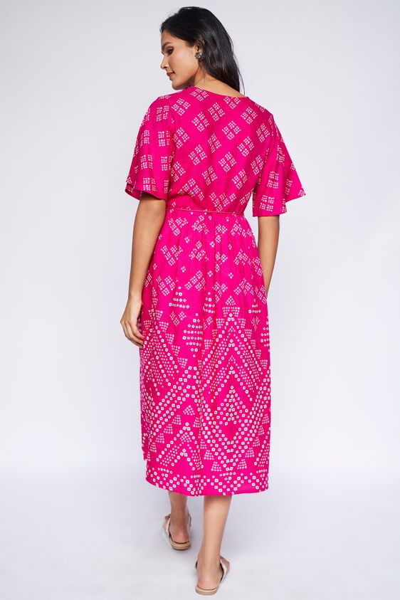 5 - Dark Pink Ethnic Motifs Fit & Flare Dress, image 5