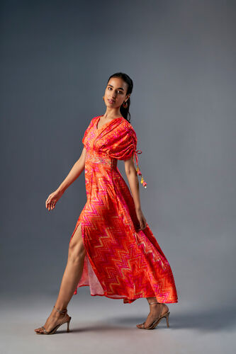 Sundowner Pleated Maxi Dress, Peach, image 3
