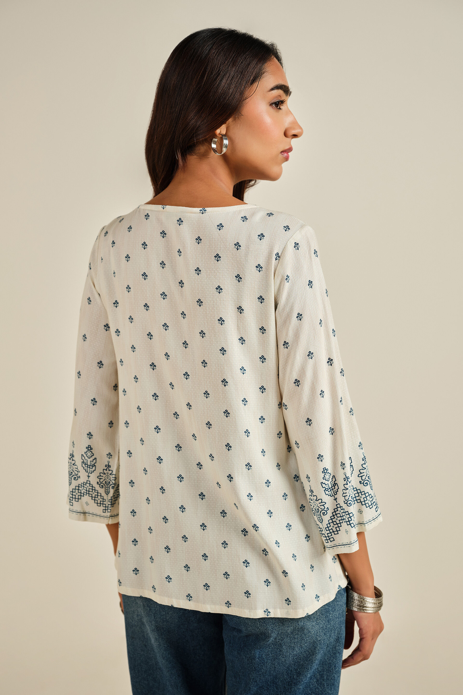 Rimjhim White Top, Off White, image 6