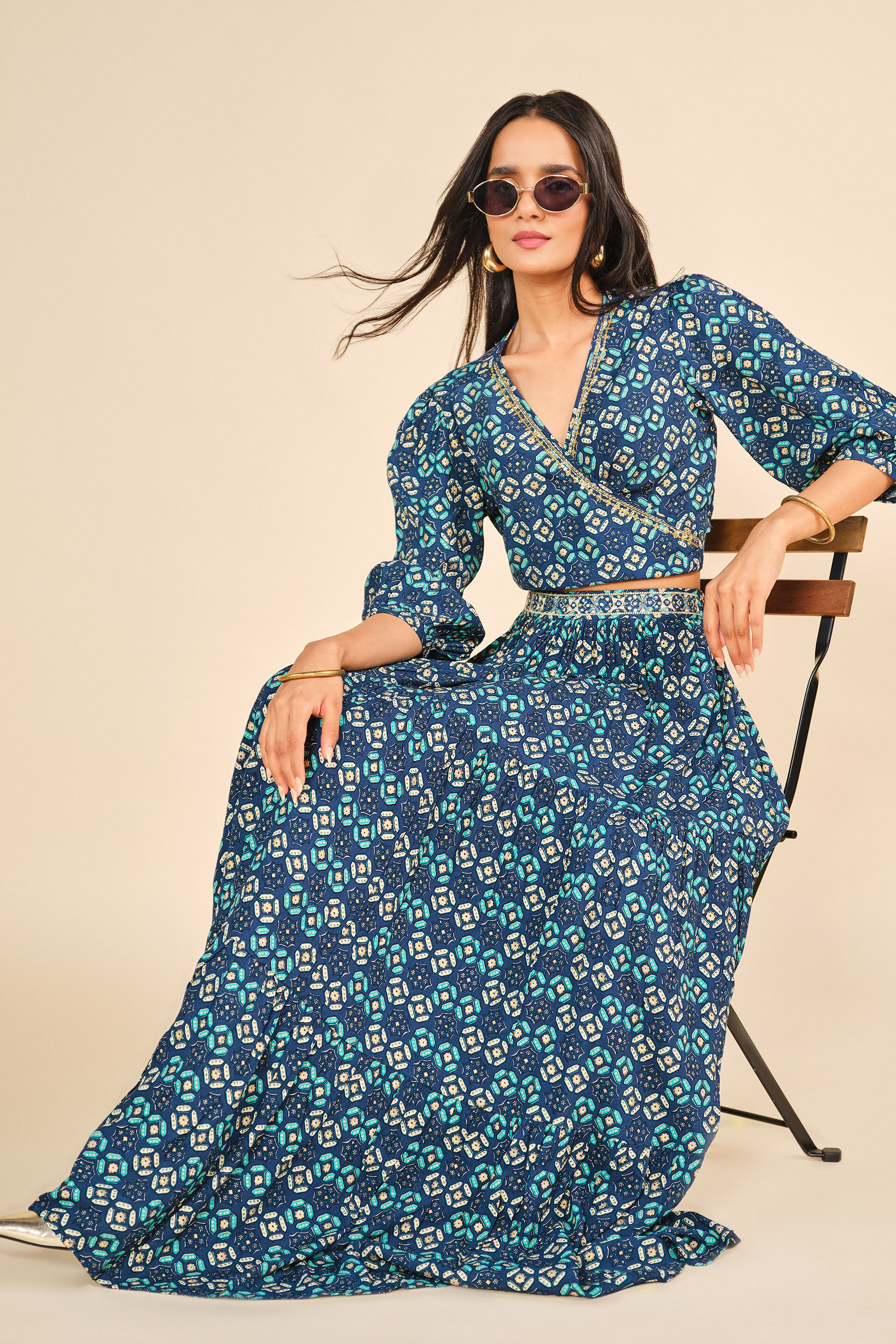 Shaam Suhaana Skirt Set, Blue, image 3