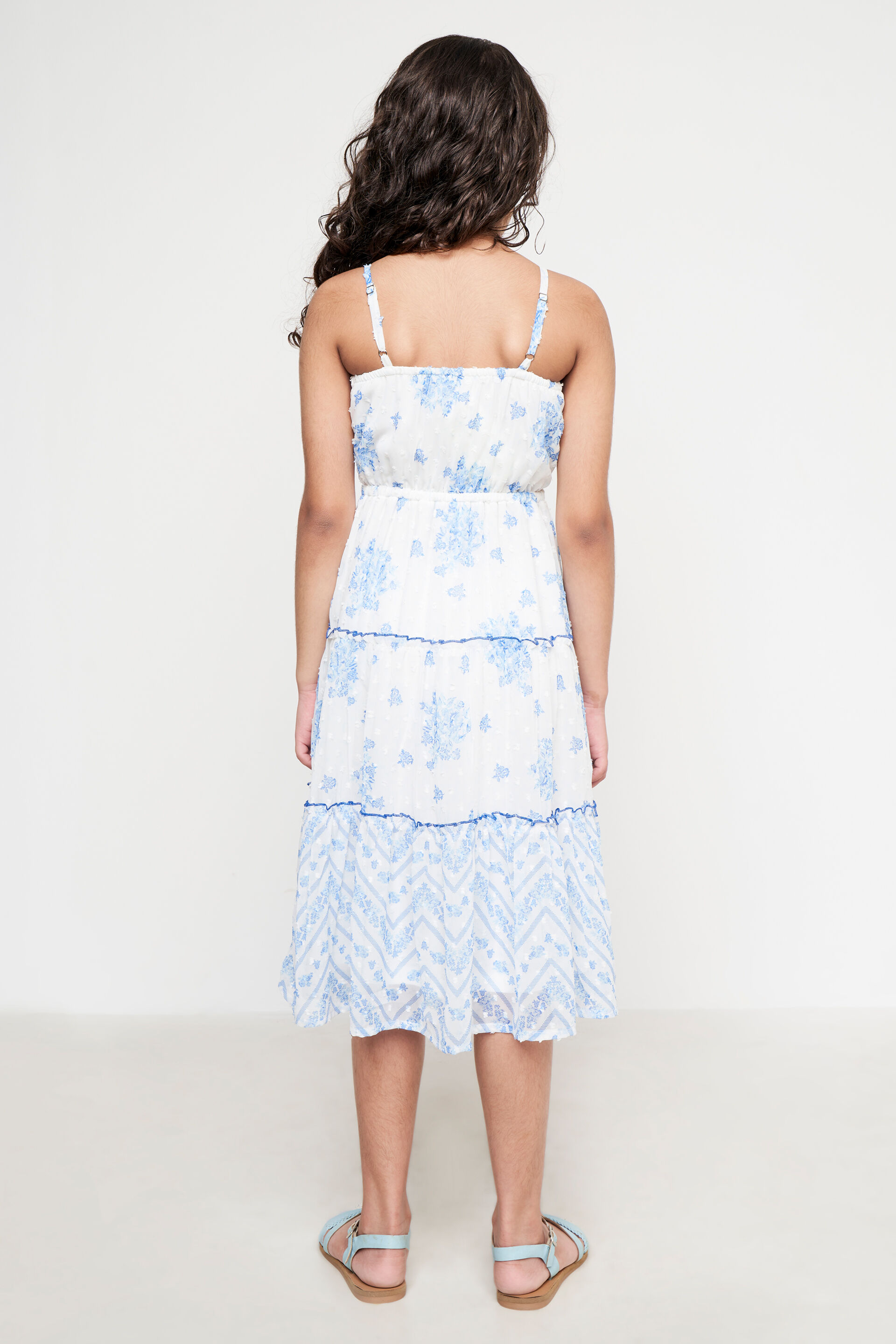 Buy White Floral Flounce Dress Online at Best Price at Global Desi FW22GKR156MXPGD