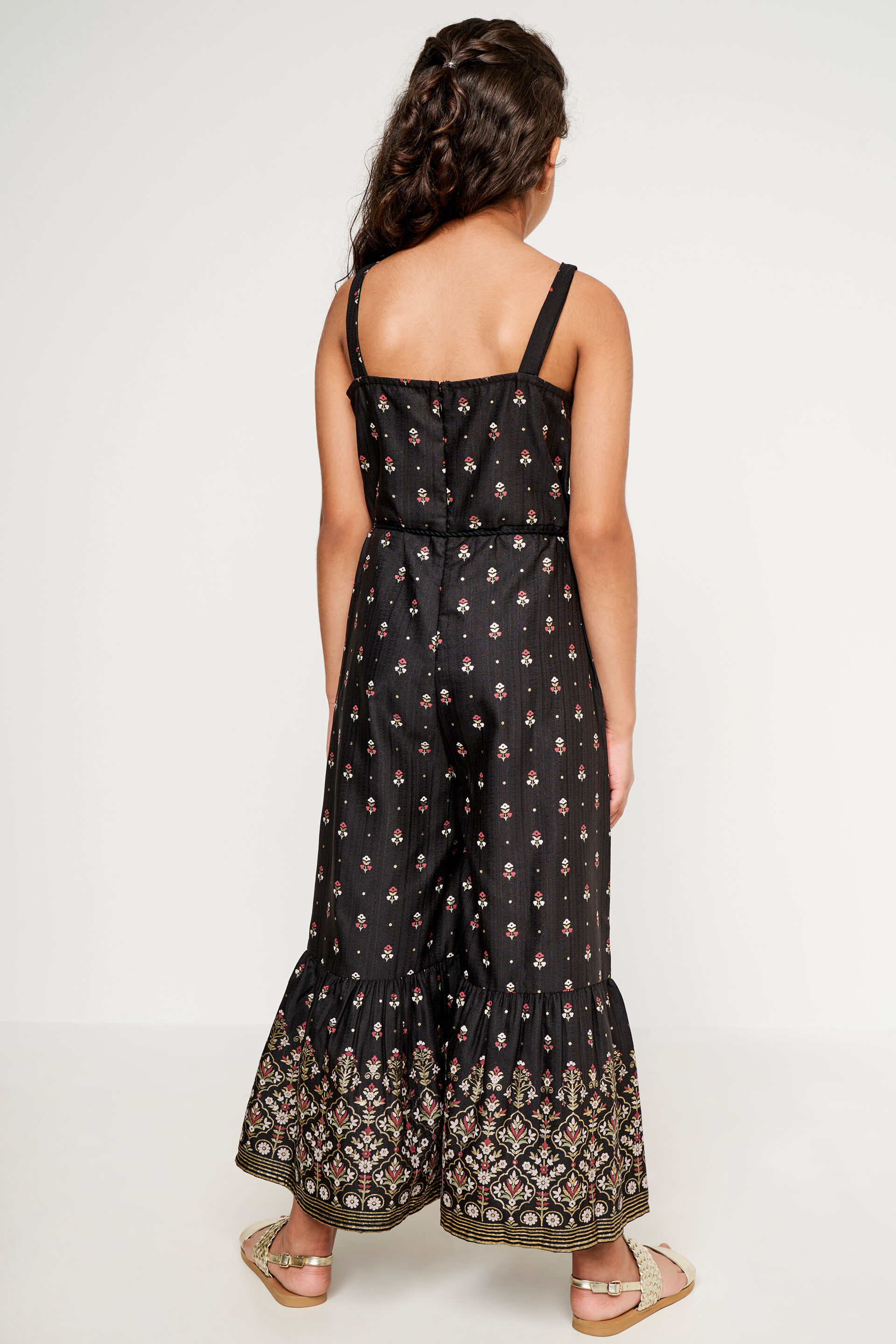 Black Khari Flounce Jump Suit, Black, image 8