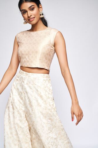 2 - Gold Jacquard Cropped Top, image 2
