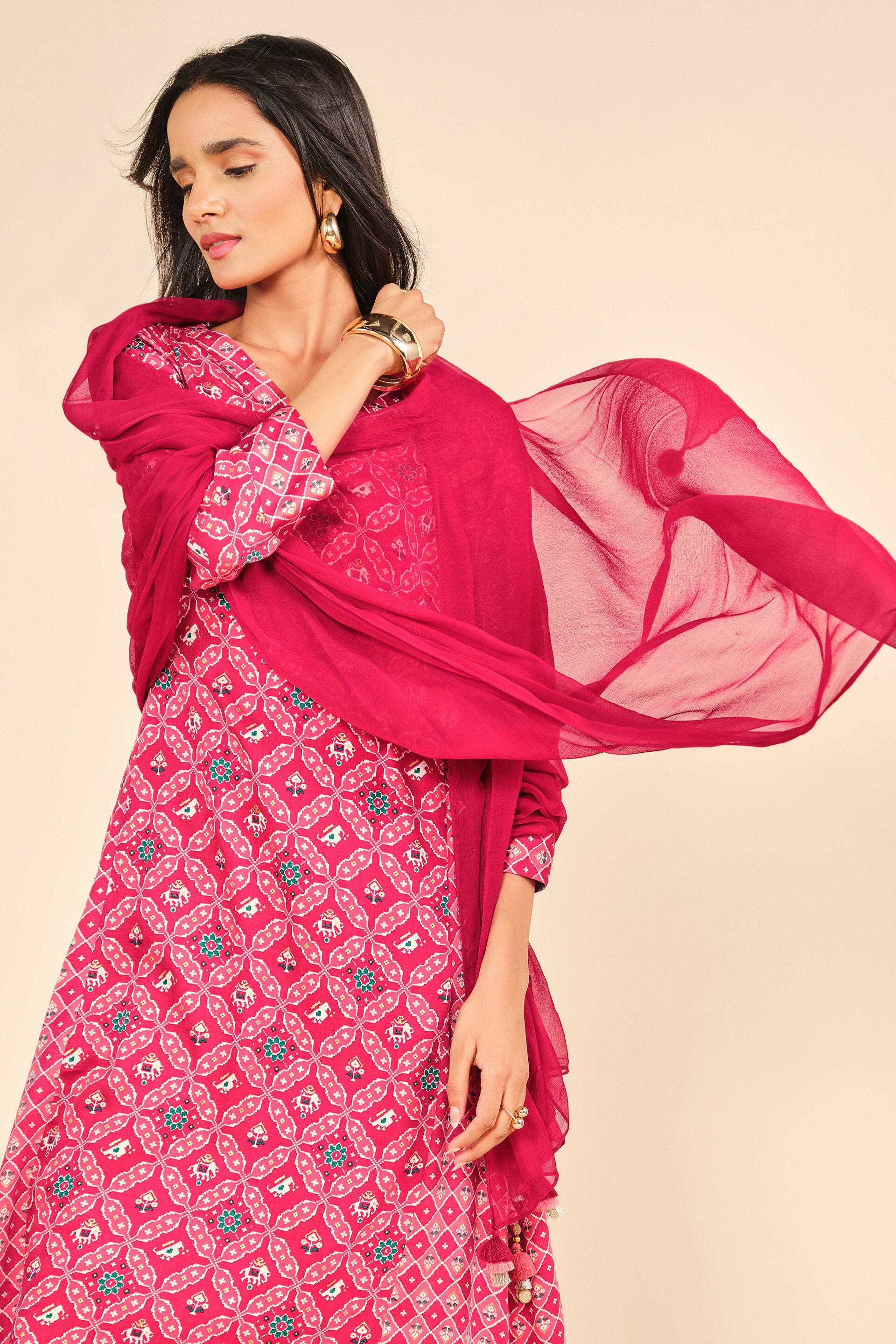 Sangria Kurta Set, Red, image 5