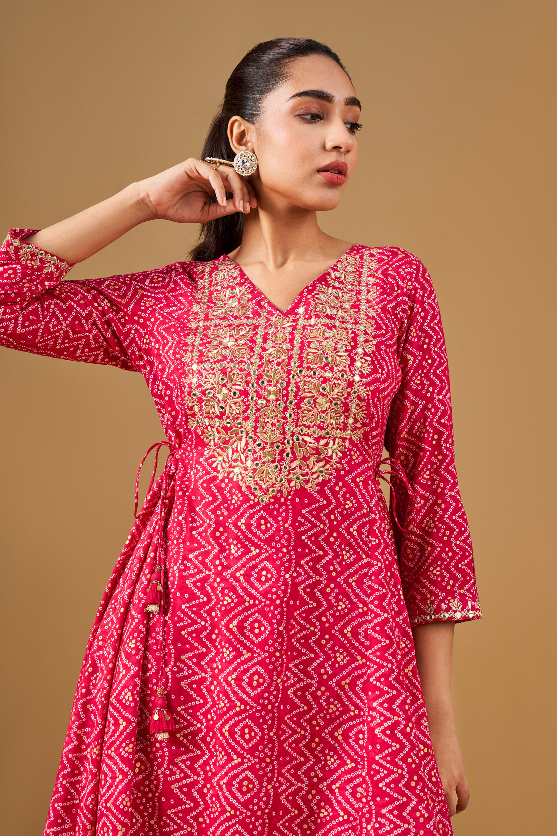 Embroidered Viscose Kurta - Pink, Pink, image 7