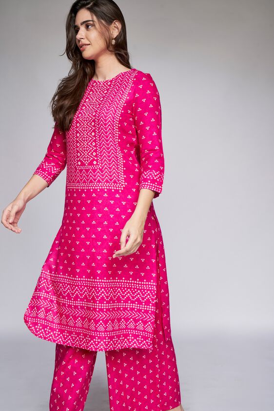 1 - Dark Pink Ethnic Motifs Kurta, image 2
