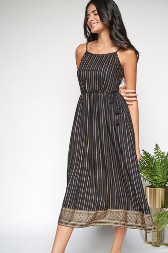 1 - Black Midi Fit and Flare Dress, image 1