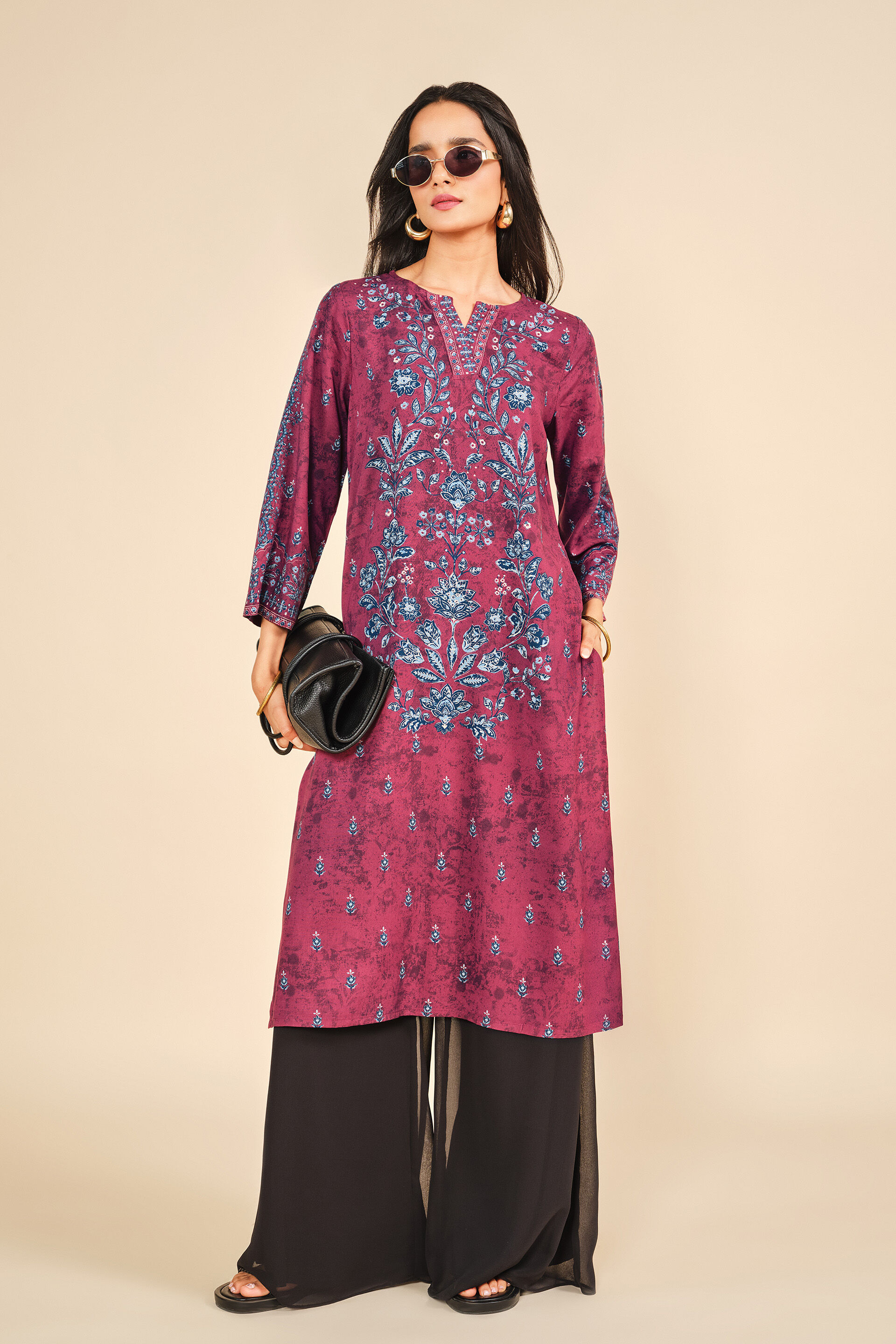 Ishq Rang Kurta, Wine, image 4