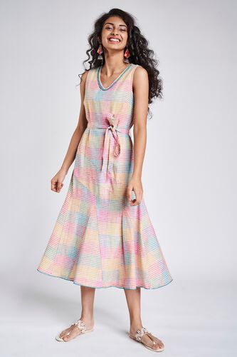 1 - Multi Color Checks Fit And Flare Dress, image 1