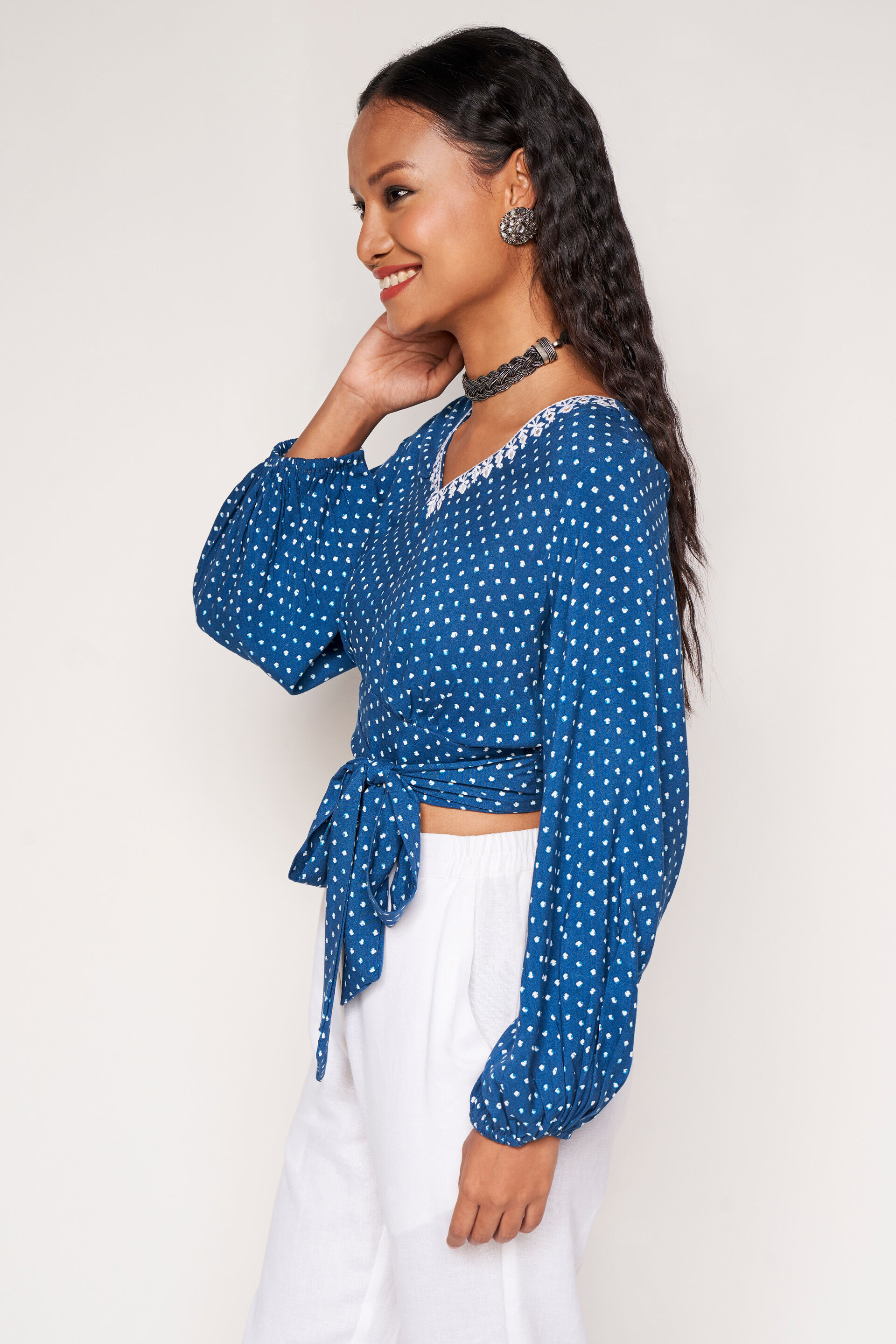 Front Row Tie-up Top, Blue, image 5