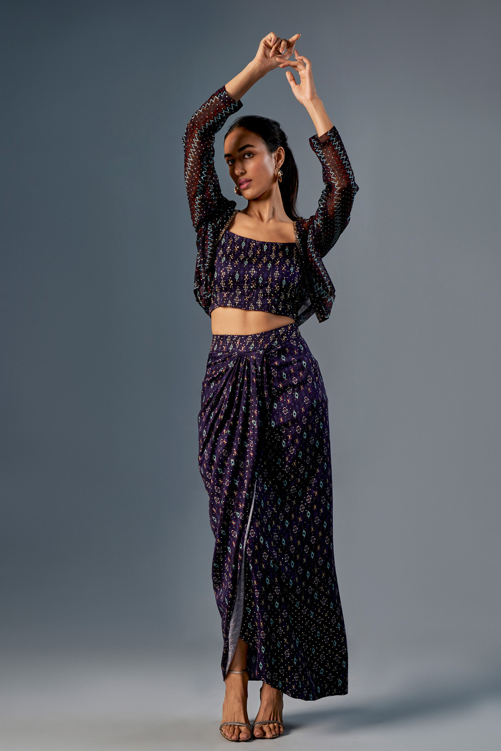 The Saree Skirt Set, Purple, image 2