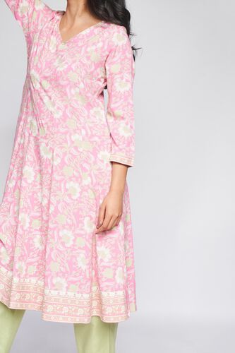 6 - Pink Floral Fit and Flare Kurta, image 6