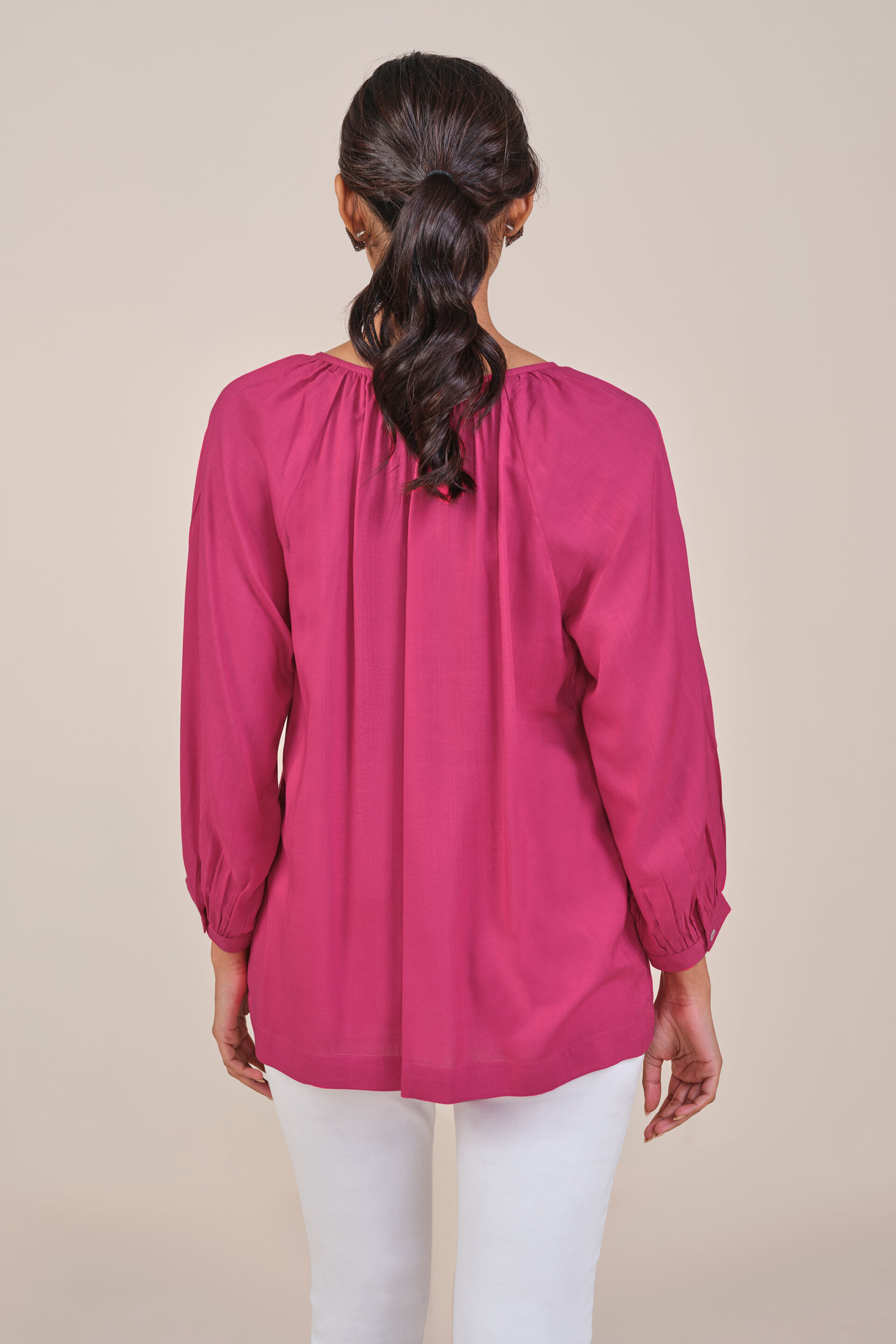 Pink Embroidered Tie Up Top, Pink, image 4