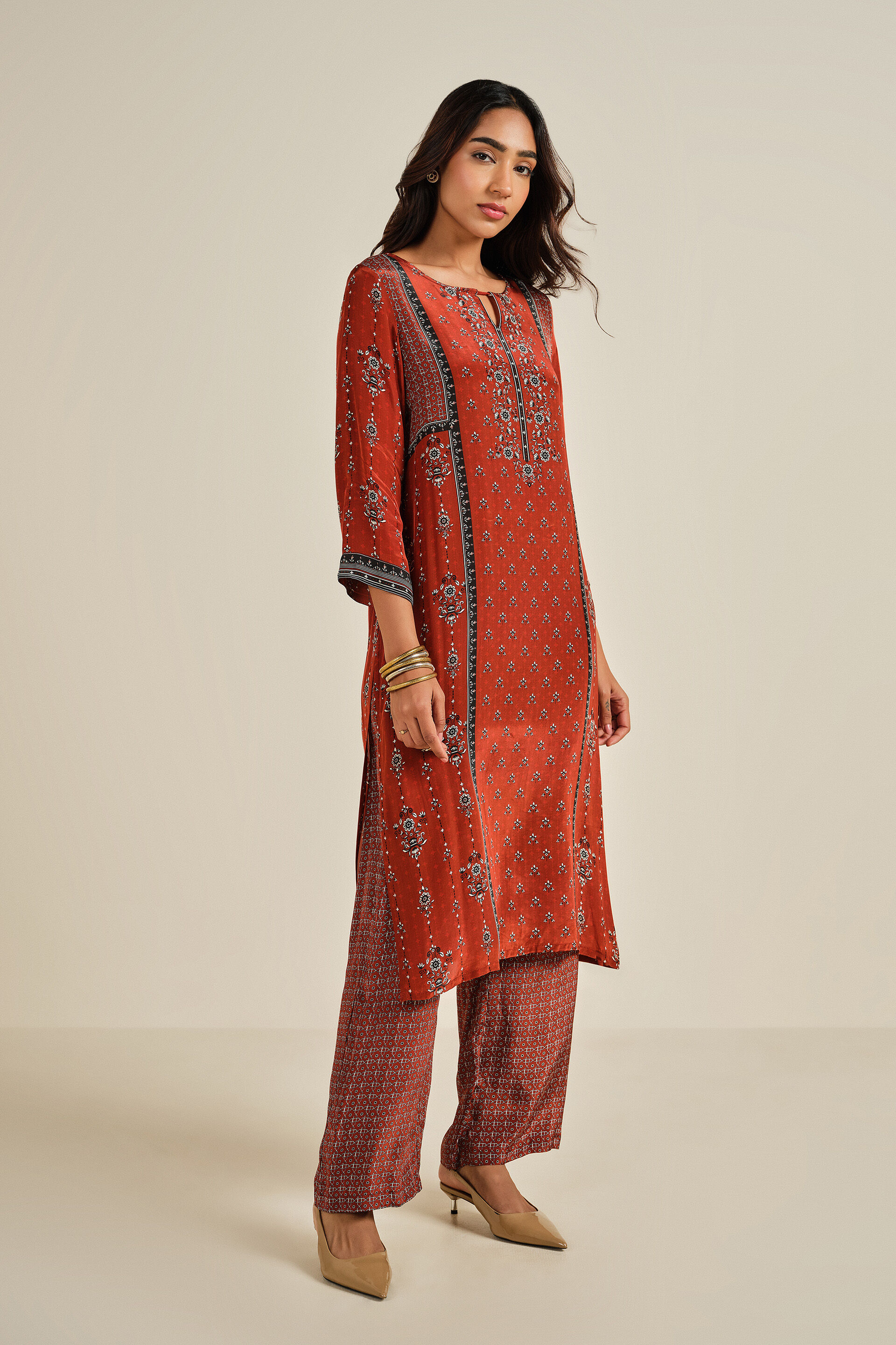 Shaam Sky Rust Kurta Set, Rust, image 3