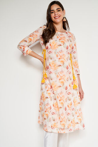 Off White Floral Straight Kurta, Off White, image 3