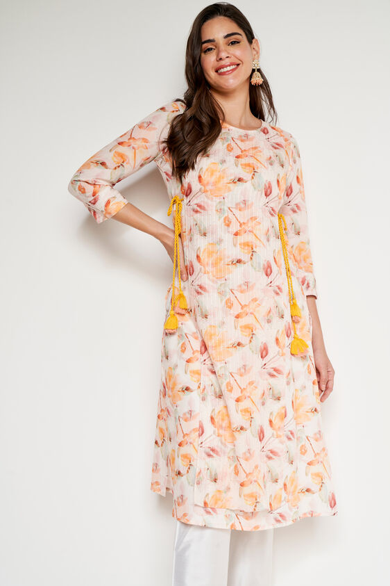 Off White Floral Straight Kurta, Off White, image 3
