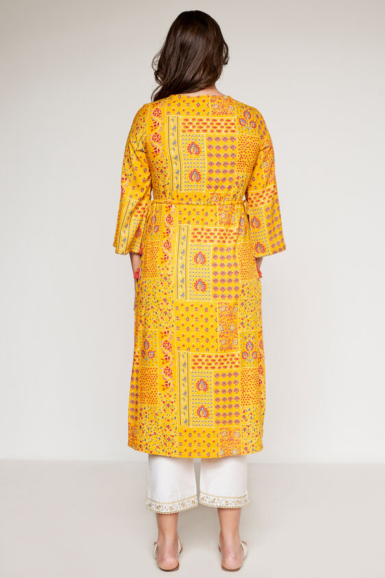 Yellow Ethnic Motifs Straight Kurta, Yellow, image 6