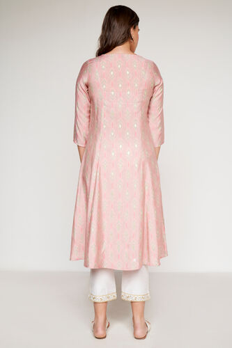 Pink Ethnic Motifs Flared Kurta, Pink, image 6