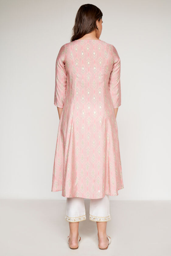 Pink Ethnic Motifs Flared Kurta, Pink, image 6