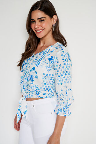 Blue Abstract Regular Top, Blue, image 3