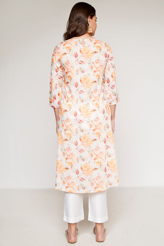 Off White Floral Straight Kurta, Off White, image 4