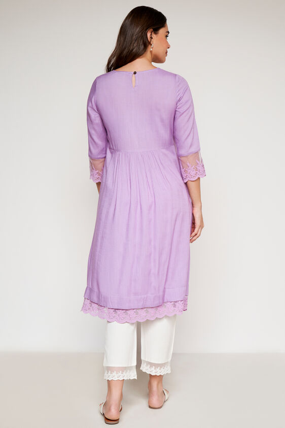 Lilac Solid Flared Kurta, Lilac, image 5