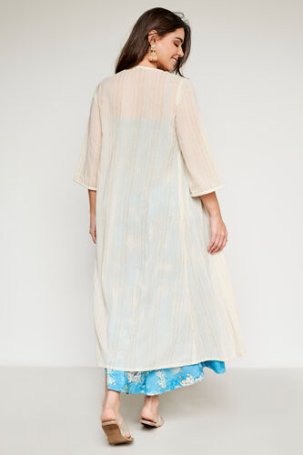 Off White Foil Print Flared Shrug, Off White, image 5
