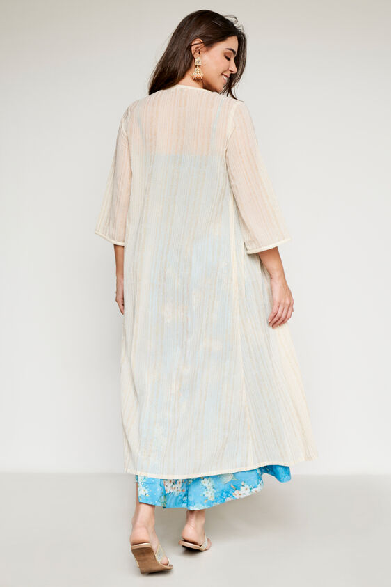 Off White Foil Print Flared Shrug, Off White, image 5