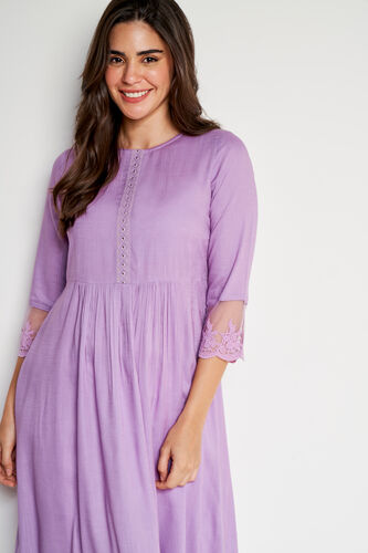 Lilac Solid Flared Kurta, Lilac, image 4