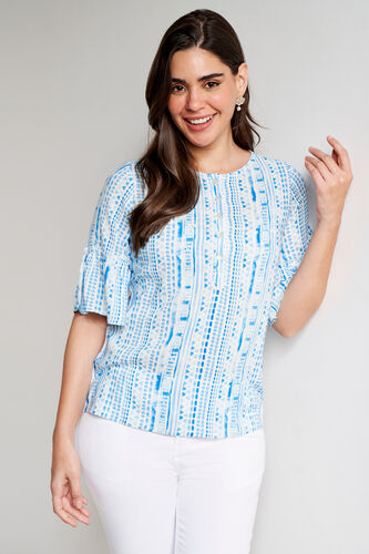 Blue Abstract Flared Top, Blue, image 2
