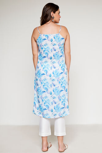 Blue Floral Straight Kurta, Blue, image 5