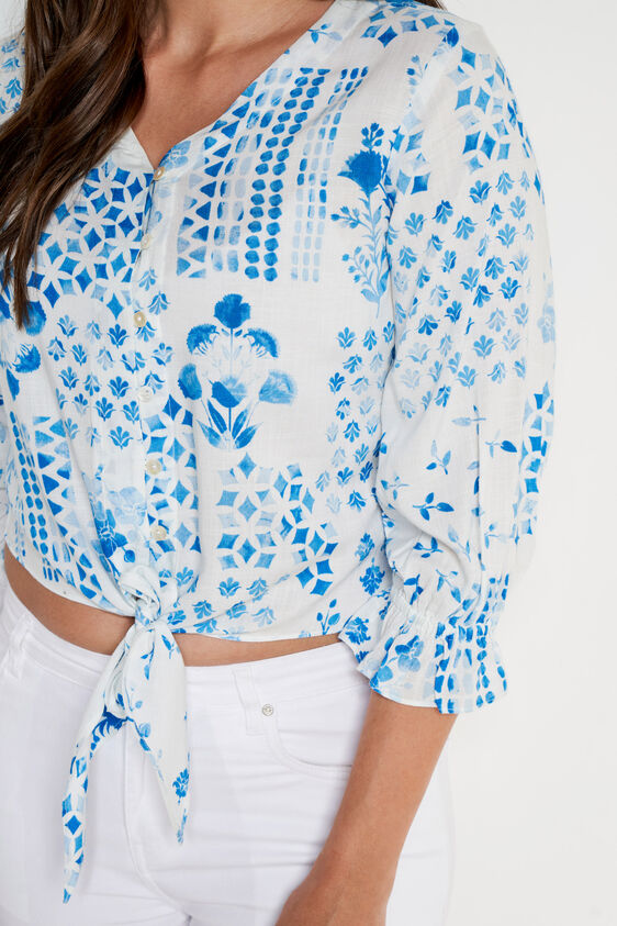 Blue Abstract Regular Top, Blue, image 4