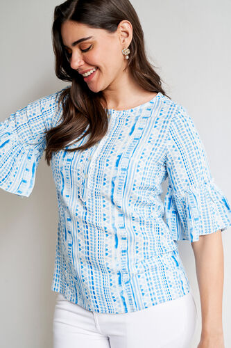 Blue Abstract Flared Top, Blue, image 3