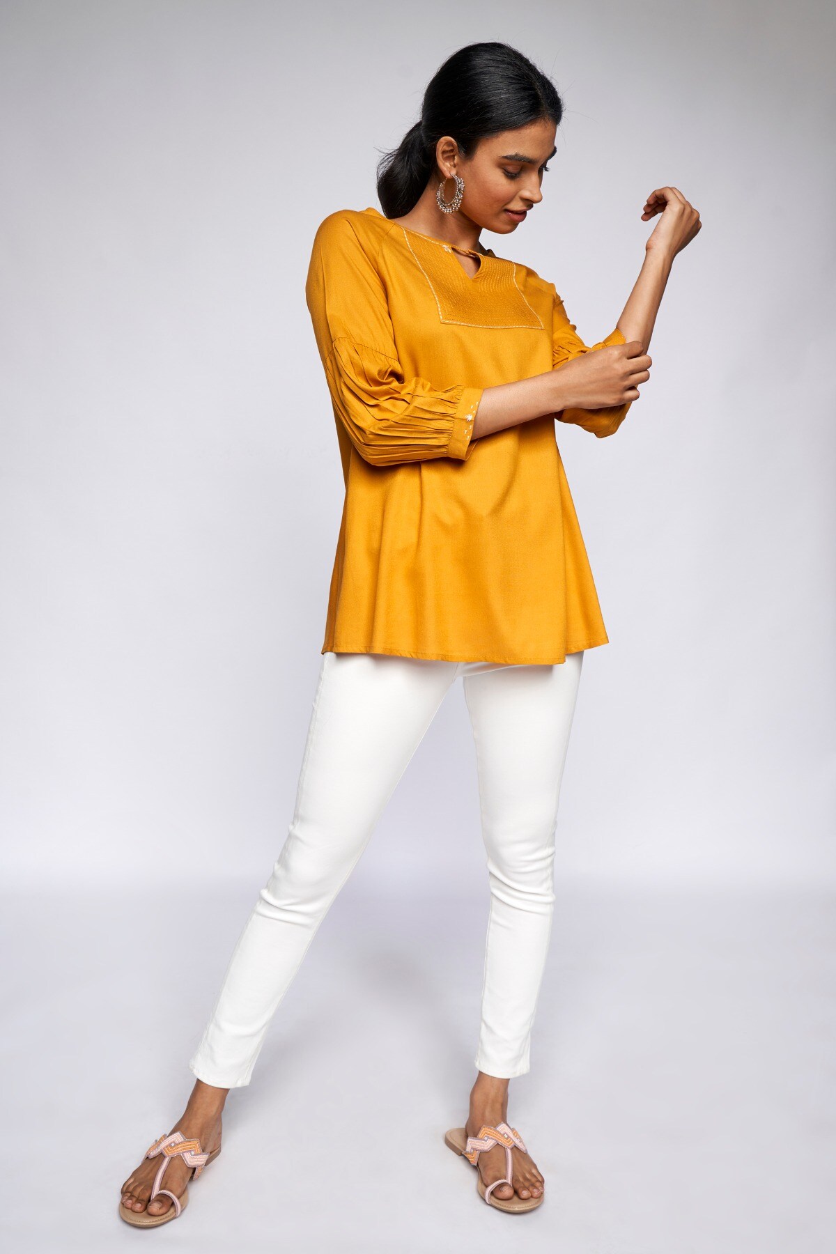 3 - Yellow Solid A-Line Top, image 3
