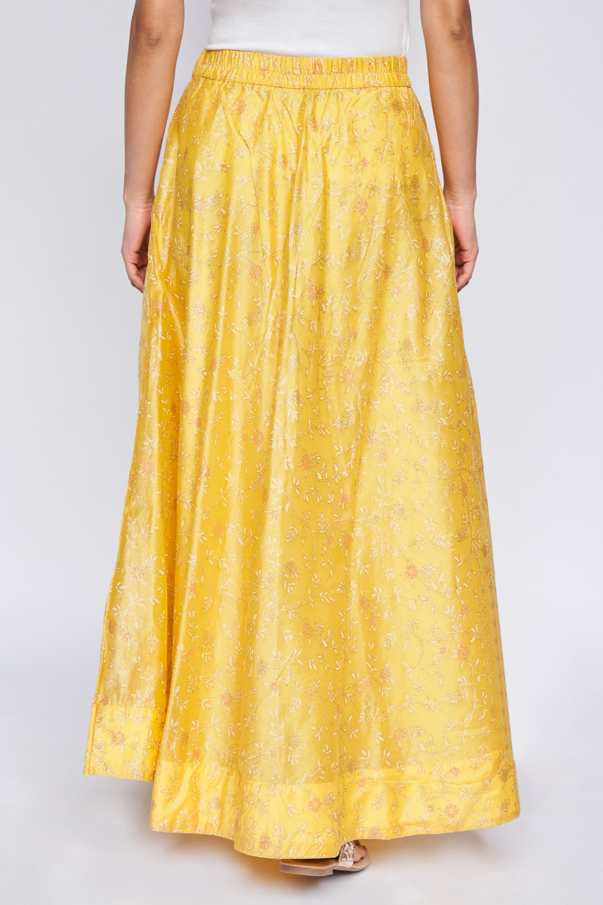 4 - Mustard Ethnic Motifs Flared Skirt, image 5