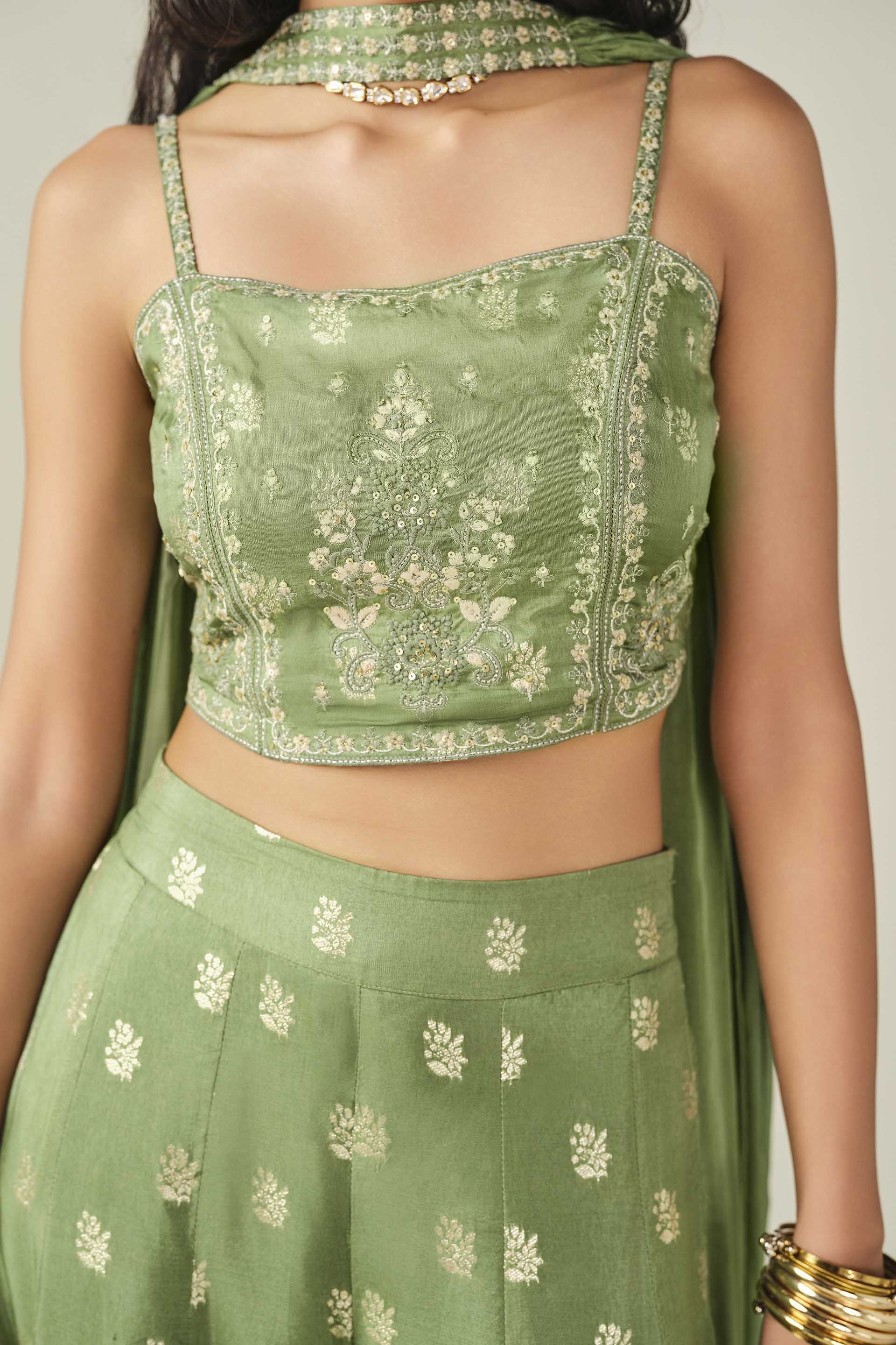 Embroidered Pant Set in Sage, Sage Green, image 3