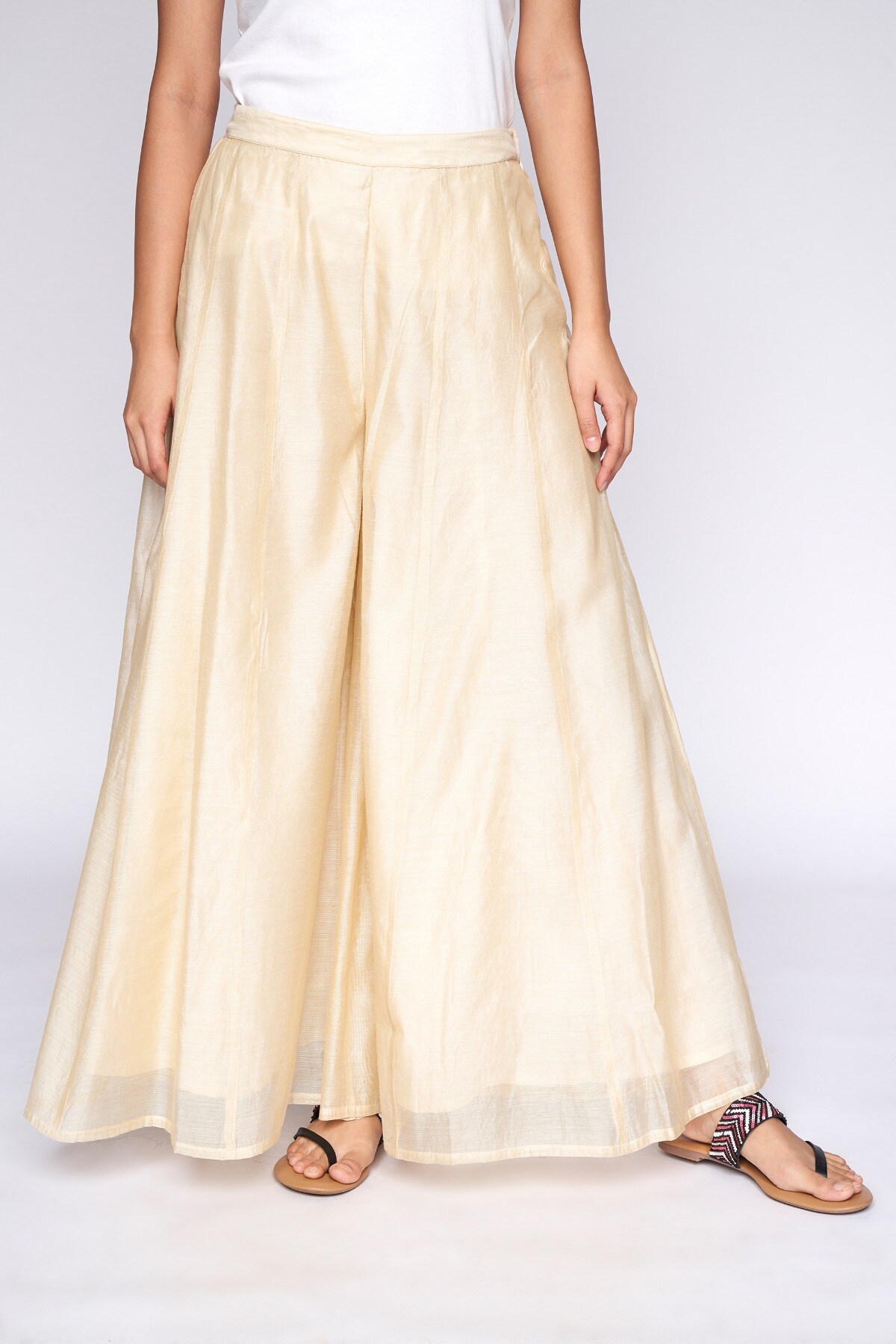 Buy INDYA Ivory Gota Border Tiered Sharara Pants | Shoppers Stop