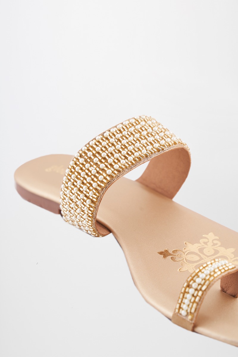 3 - Golden Embroidered Flats, image 3