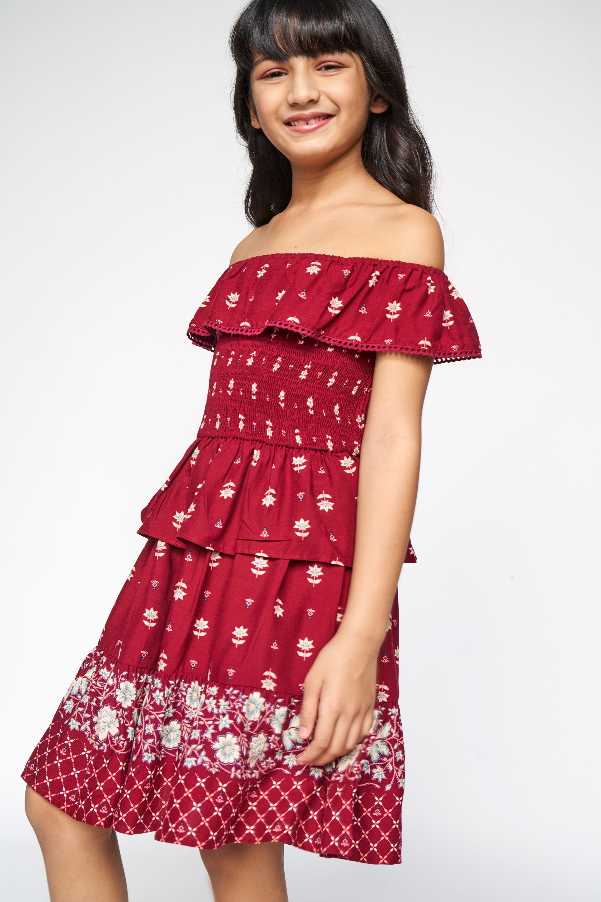 Maroon flare dress store