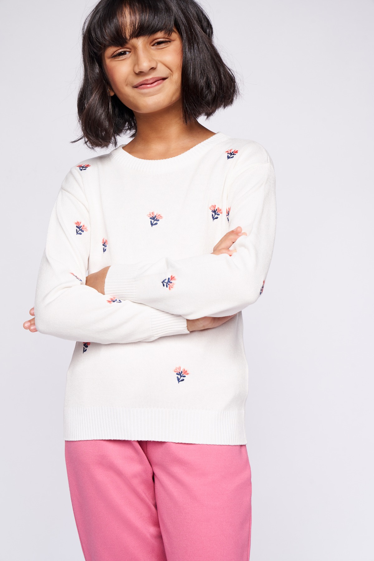 Buy Off White Solid Sweater Top Online at Best Price at Global