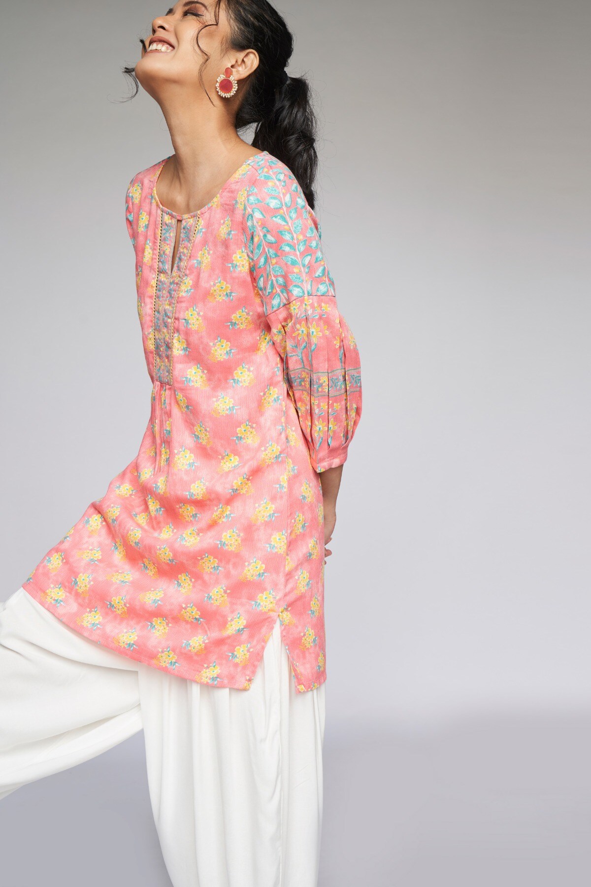 3 - Pink Floral Fit & Flare Tunic, image 3